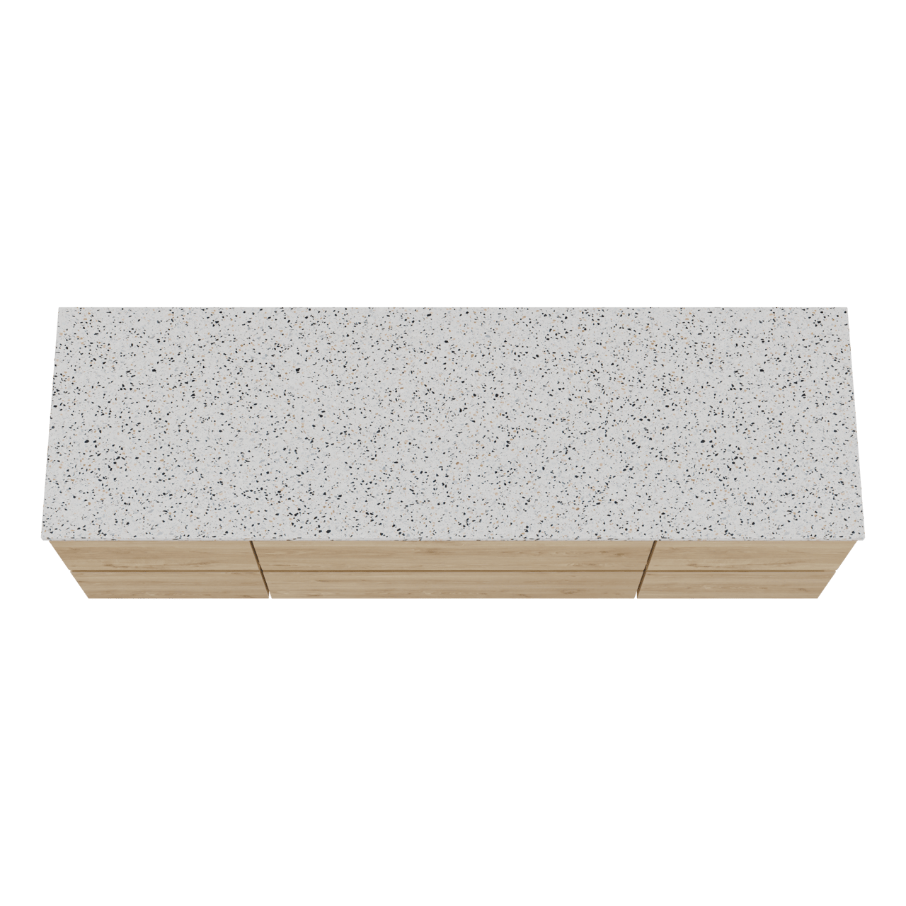 Balmani Lucida meuble salle de bains suspendu 180 x 55 cm chêne brut avec Stretto tablette simple ou double en blanc/noir mat terrazzo