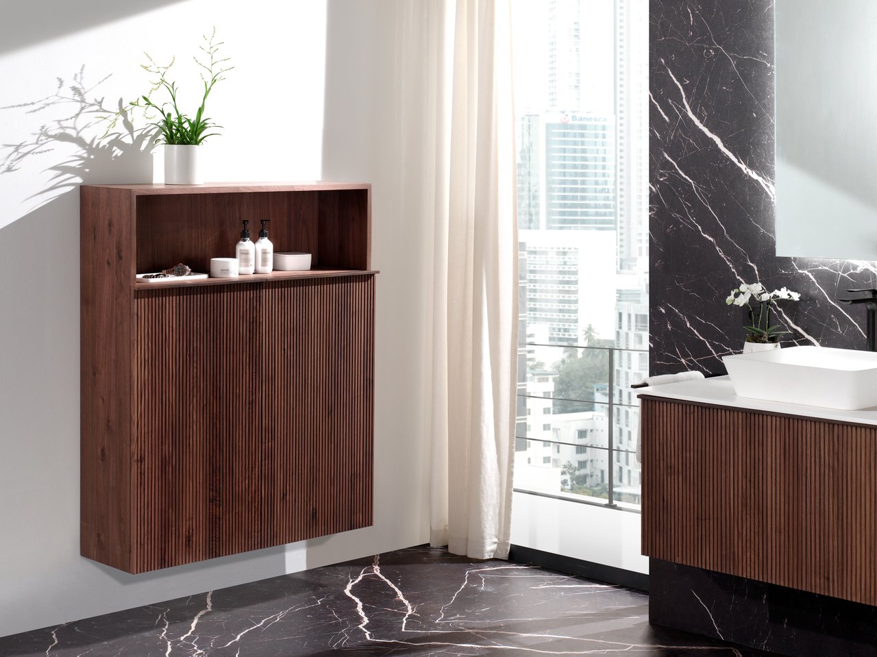 Balmani Forma colonne salle de bains suspendue noyer Américain 100 x 30 x 120 cm