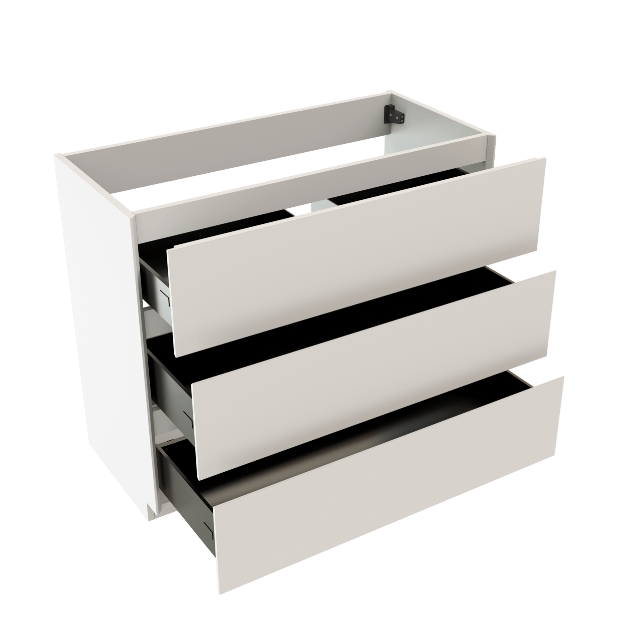 Storke Edge stehender Waschbeckenunterschrank: 100 x 46 cm, Weiß matt, 3 Schubladen