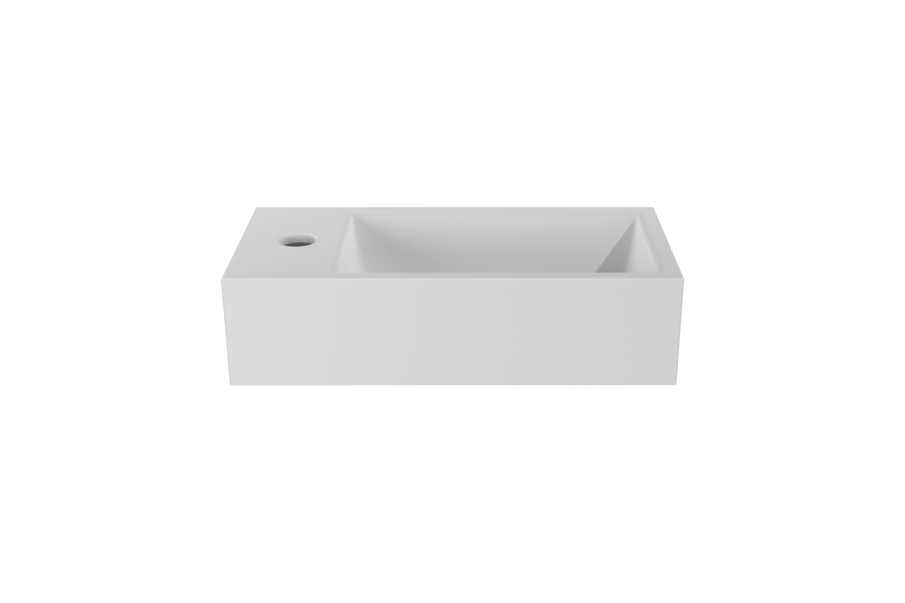 Luca Varess Cubic midi handenwasser Mat Wit Porselein 40,5x20cm links