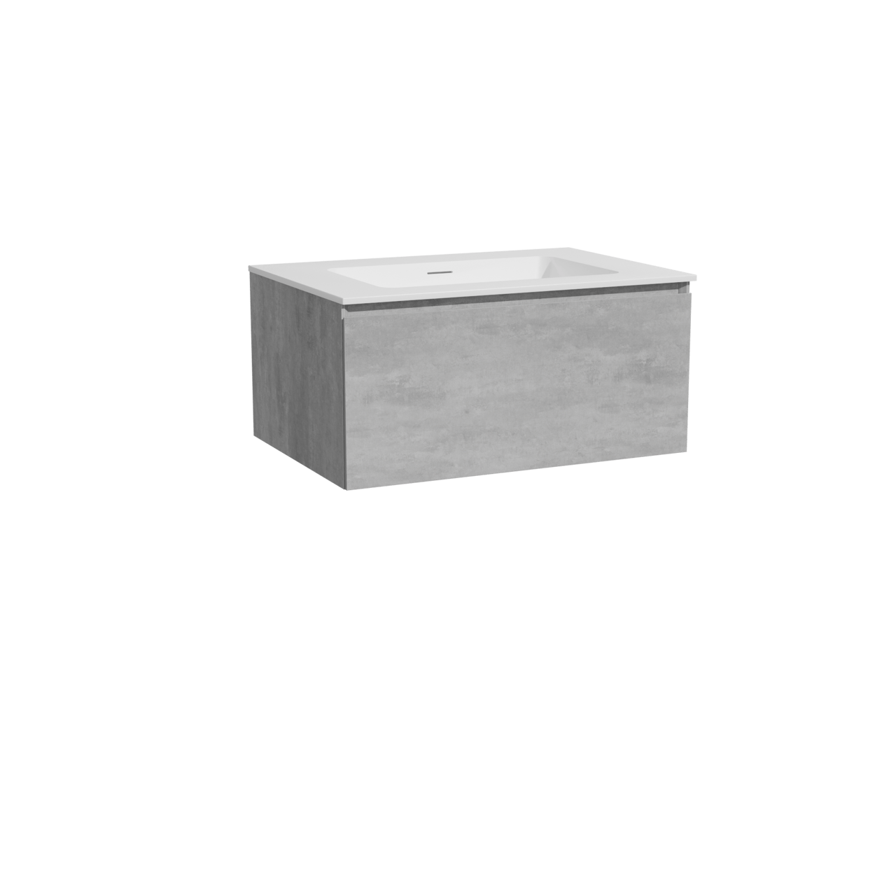 Storke Edge meuble salle de bains suspendu 75 x 52 cm béton gris foncé avec Mata plan simple en solid surface blanc mat