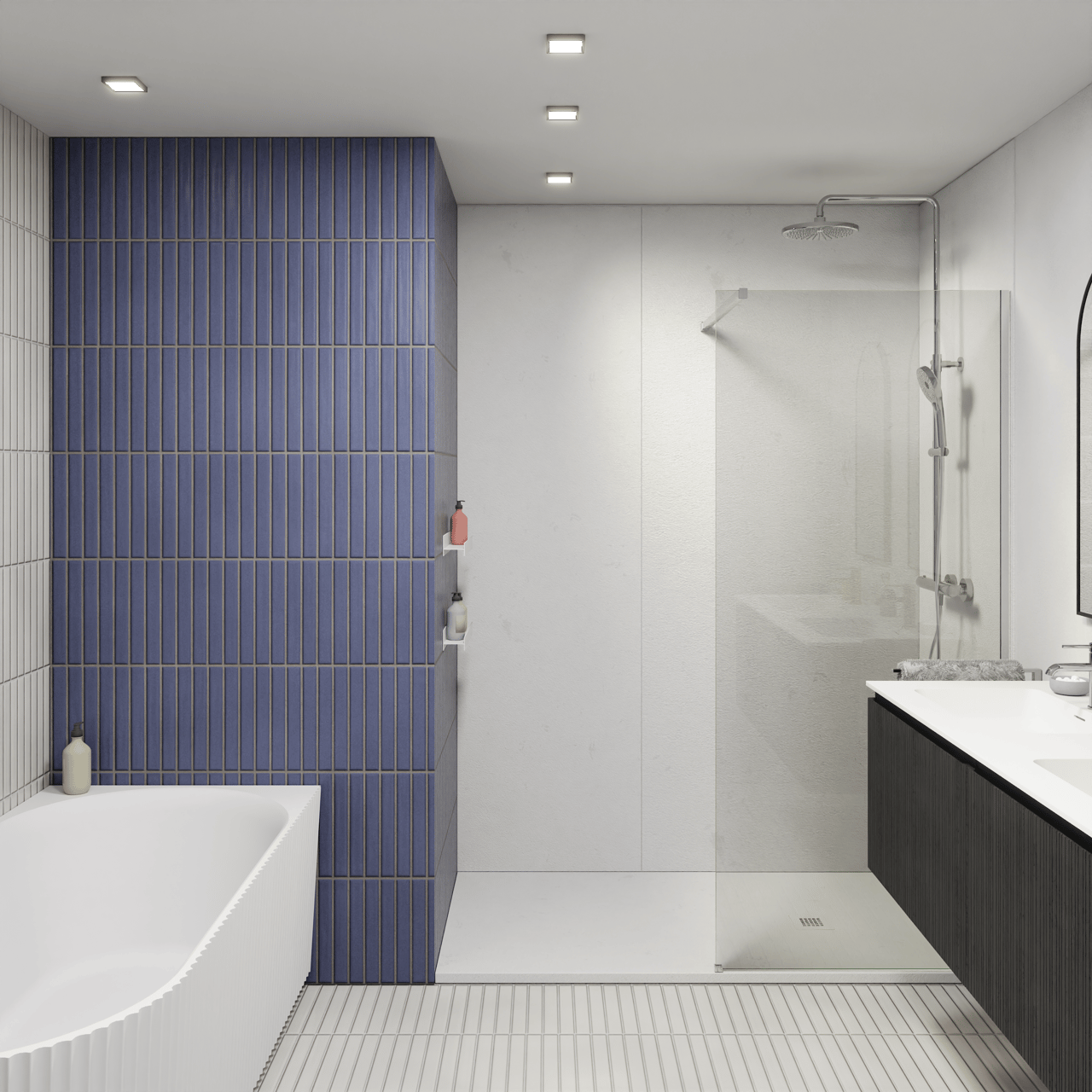 Luca Varess Classy douchebak 170 x 90 cm composietmarmer mat wit rock structuur