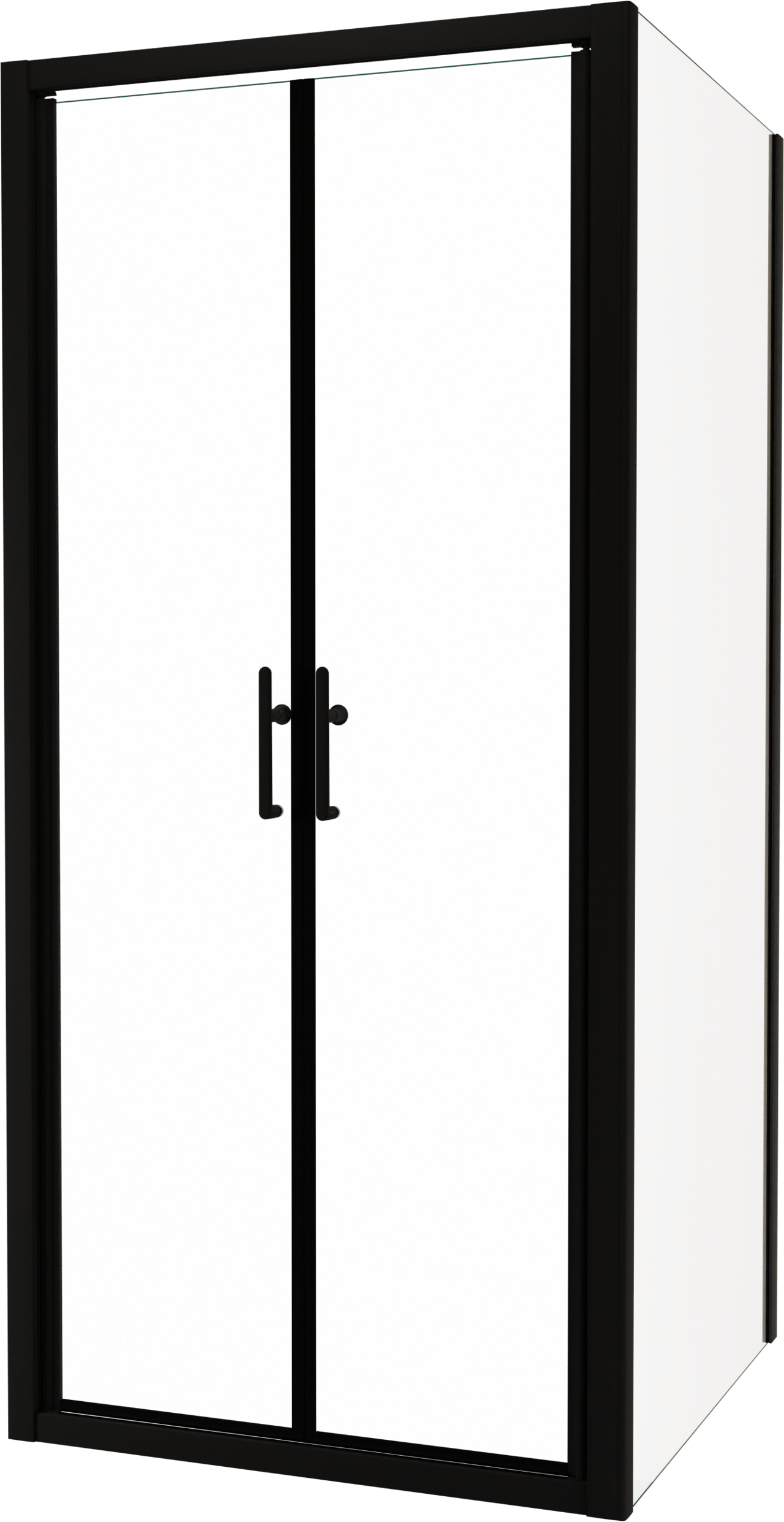 Linie Cadiz paroi de douche avec porte battante et paroi latérale fixe, 90 x 70 cm, verre transparent, profil noir