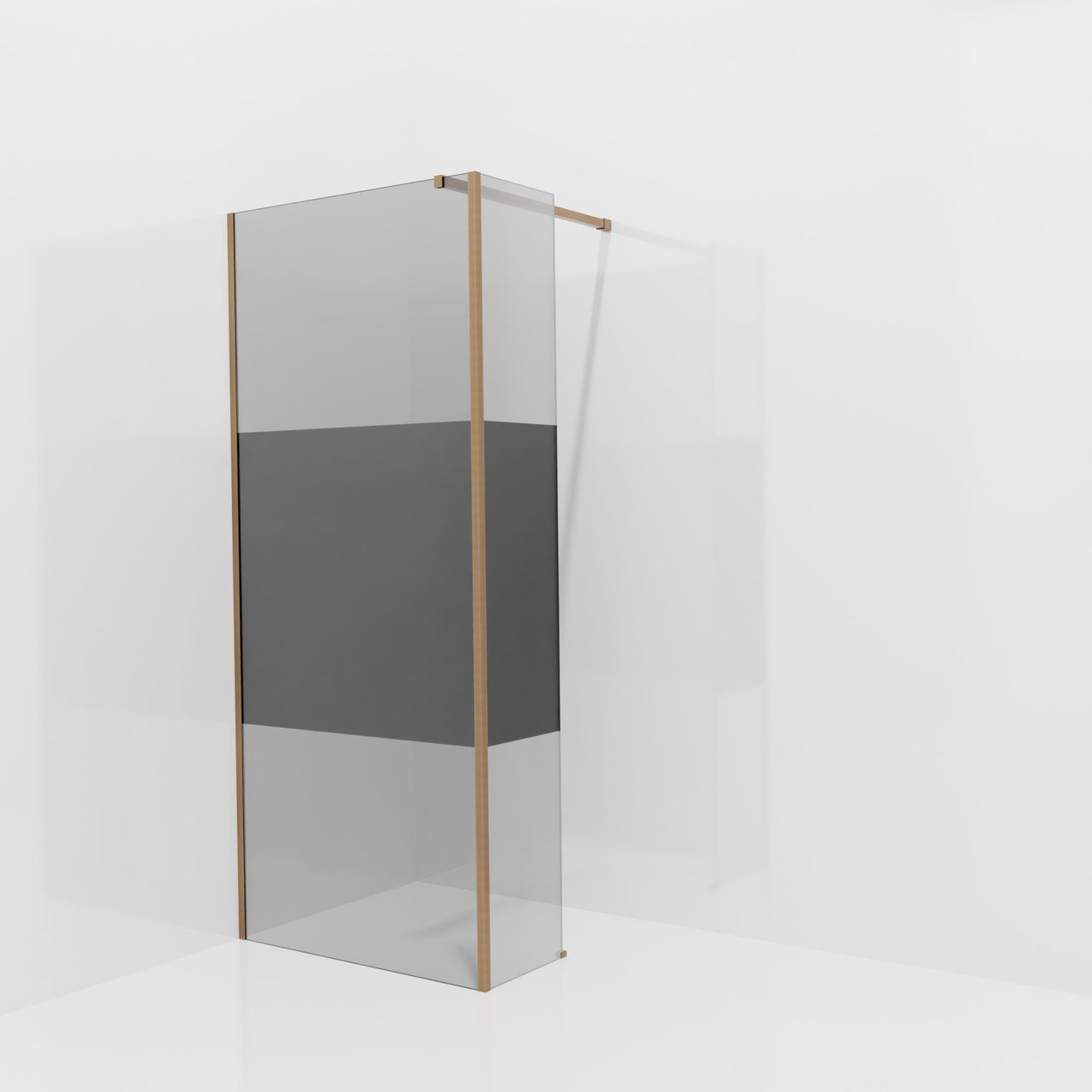 Balmani Modular Walk-In Dusche mit fester Seitenwand: 90 x 200 cm, Rauchglas mit mattiertem Streifen, inklusive Coating, Profil Brushed Rosegold