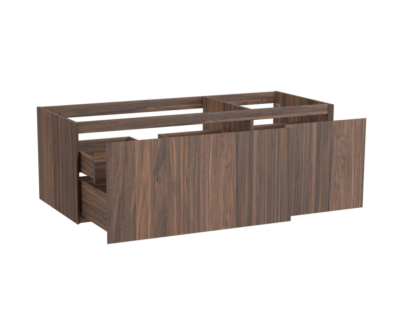 Balmani Idra zwevende wastafelonderkast 135 x 55 cm asymmetrisch links fineer notenhout 4 lades