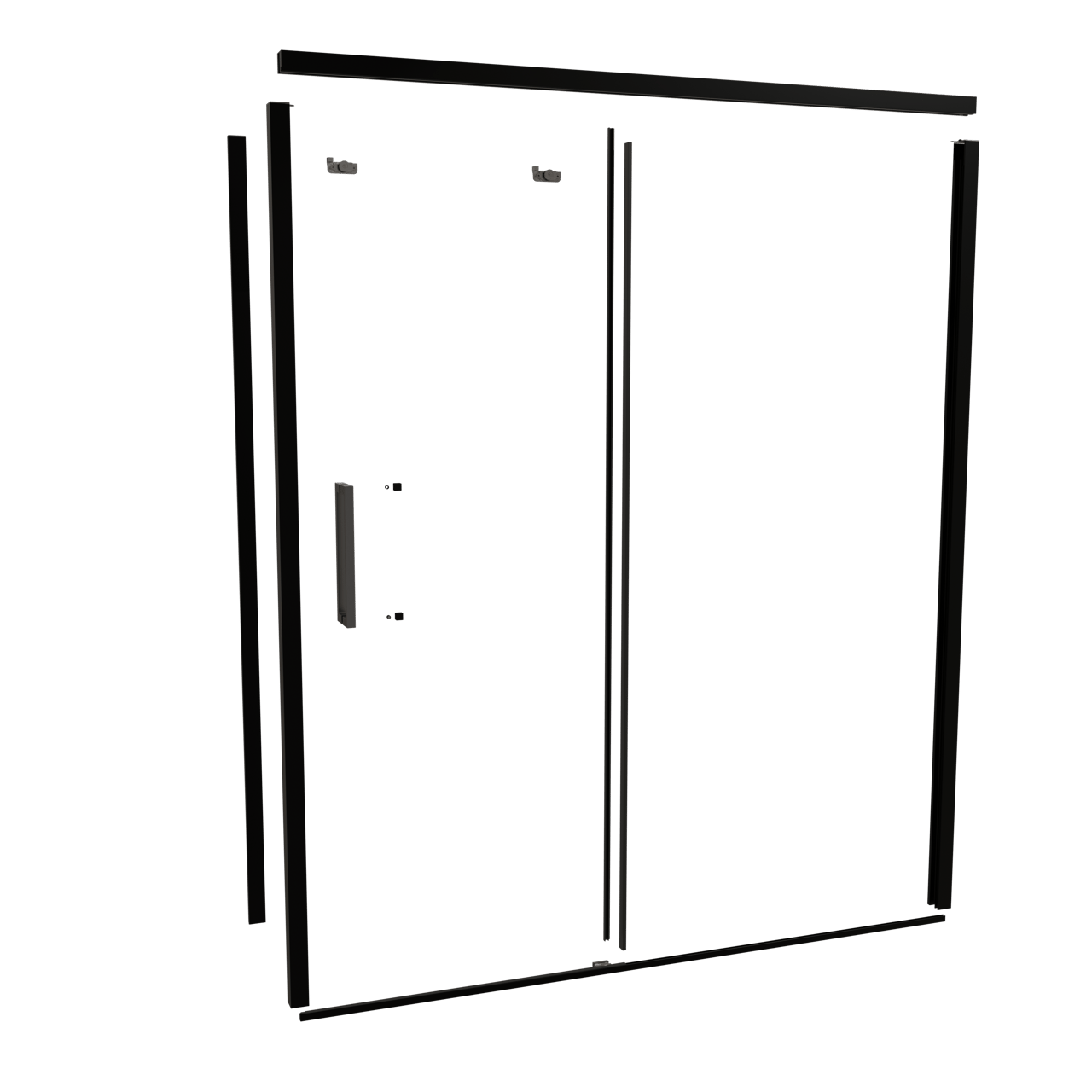 Balmani Senses Design 180 cm rechts douchecabine met schuifdeur profielenset mat zwart