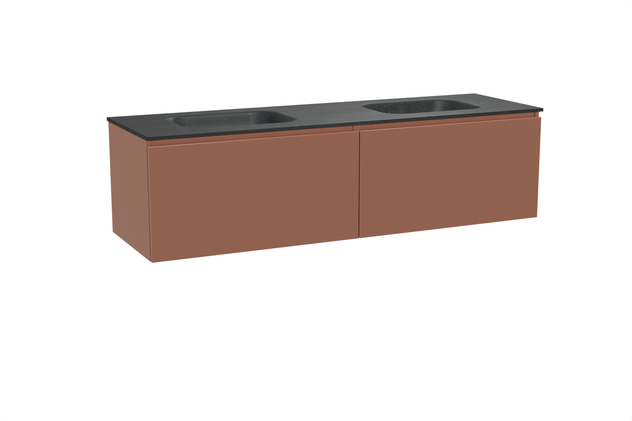 Balmani Sfera meuble salle de bains suspendu 180 x 55 cm cotto avec Tablo Arcato double vasque en granit noir