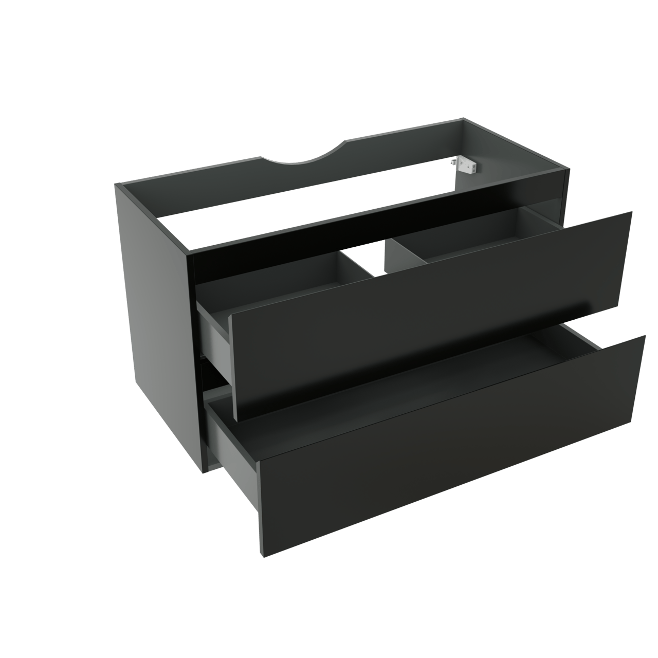 Linie Lado meuble sous-lavabo suspendu 100 x 46 cm Noir Mat 2 tiroirs