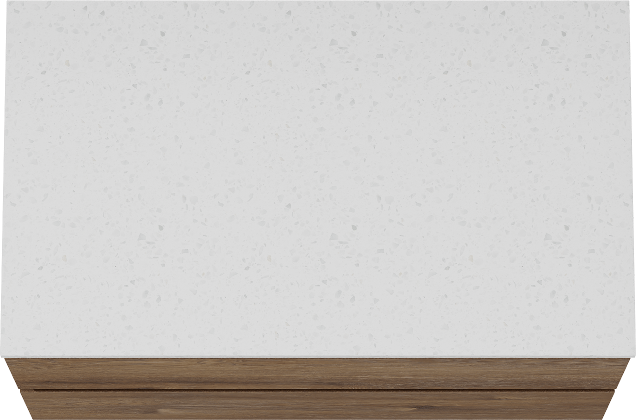 Linie Lado zwevend badkamermeubel 80 x 46 cm bruine eik met Lado enkel tablet in melamine terrazzo wit