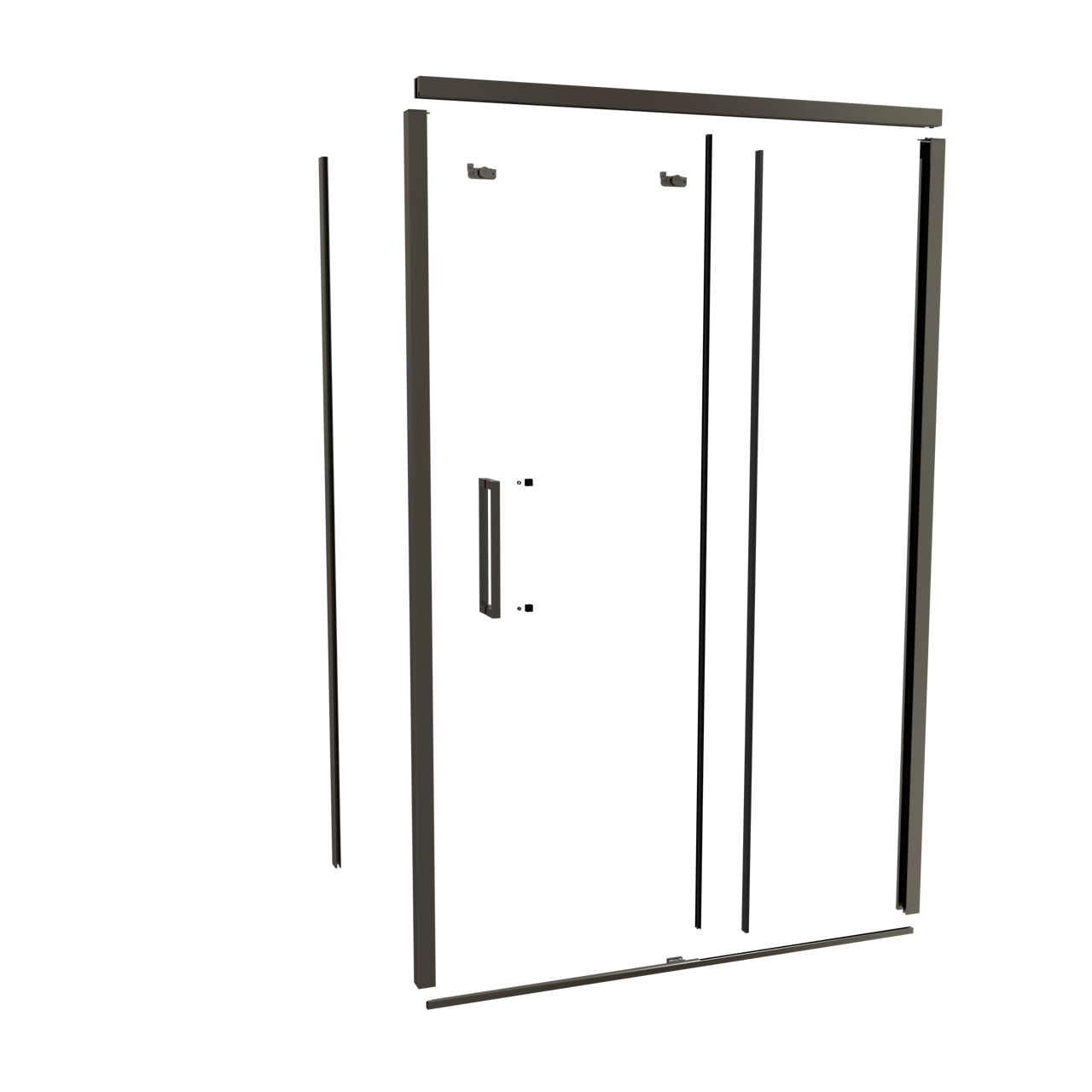 Balmani Senses Design 140 cm rechts douchecabine met schuifdeur profielenset brushed gunmetal