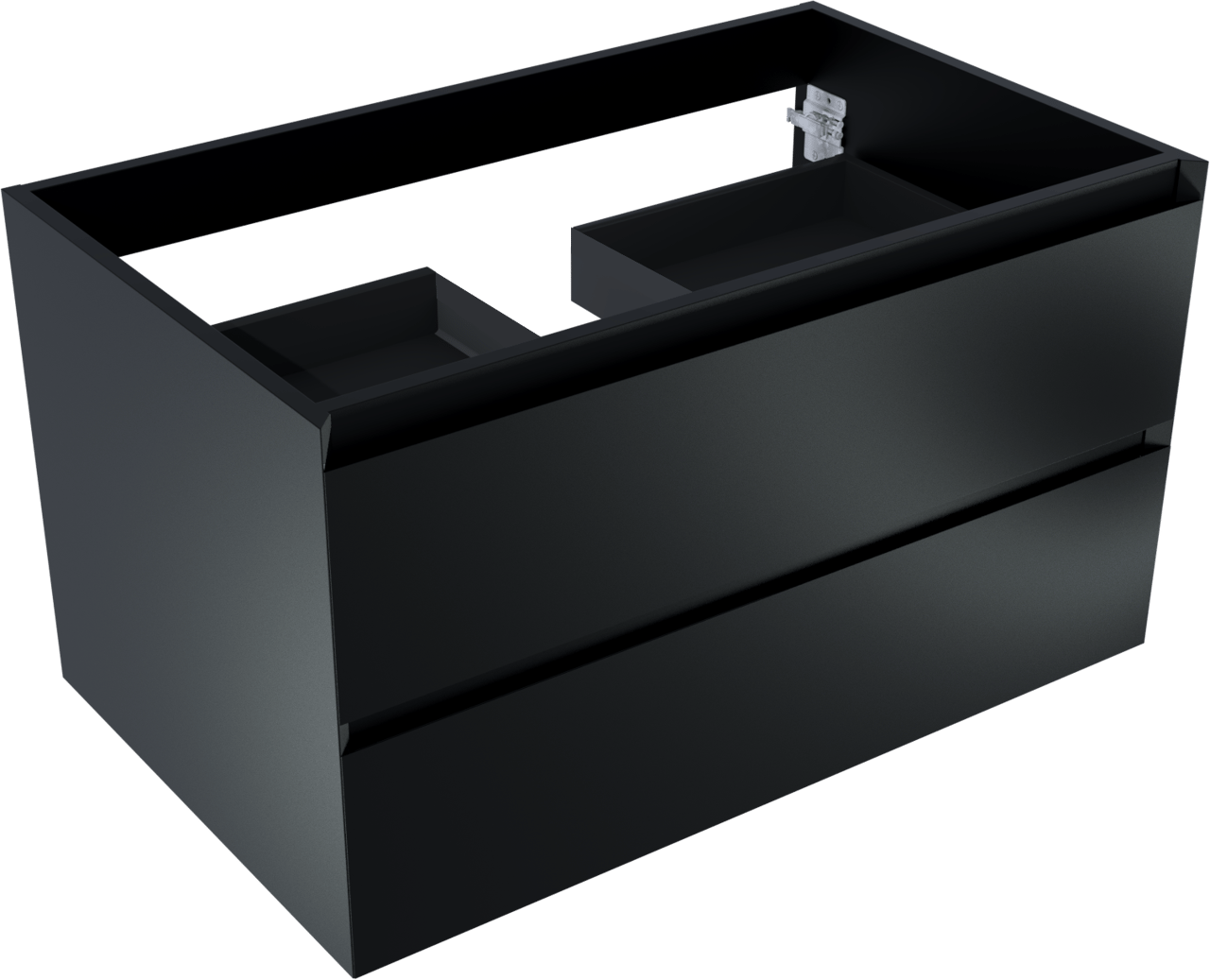 Balmani Mitra hängender Waschbeckenunterschrank: 90 x 55 cm, Schwarz Matt, 2 Schubladen