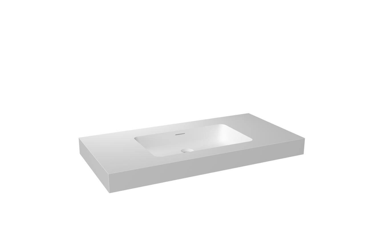 Storke Edge Modulo zwevend badkamermeubel 105 x 52 cm mat zwart met Mata High enkele wastafel in solid surface mat wit, Soto badkamerspiegel en Edge Modulo badkamerkast