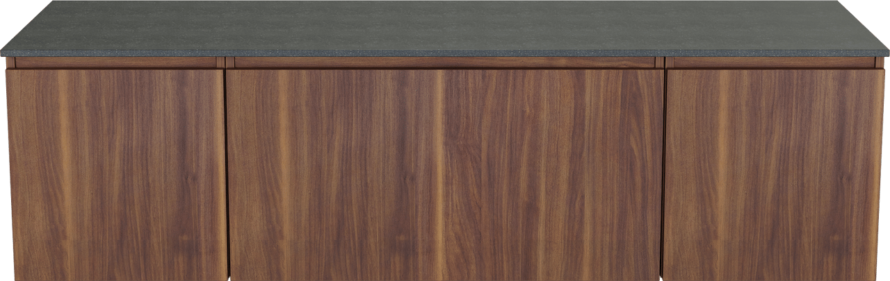 Balmani Sfera meuble salle de bains suspendu 180 x 55 cm noyer américain avec Stretto tablette simple ou double en granit noir
