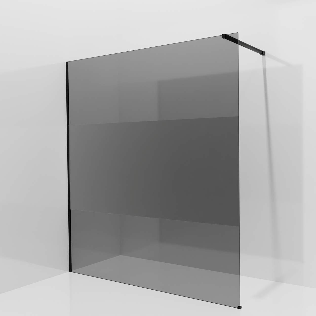Balmani Modular Walk-In Dusche: 180 x 200 cm, Rauchglas mit mattiertem Streifen, inklusive Coating, Profil Schwarz matt