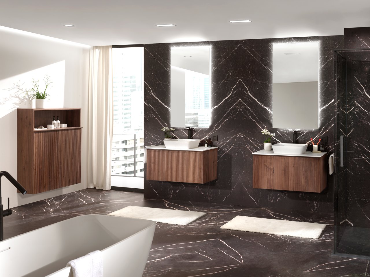 Balmani Forma meuble sous-vasque suspendu 90 x 55 cm noyer Américain 2 tiroirs