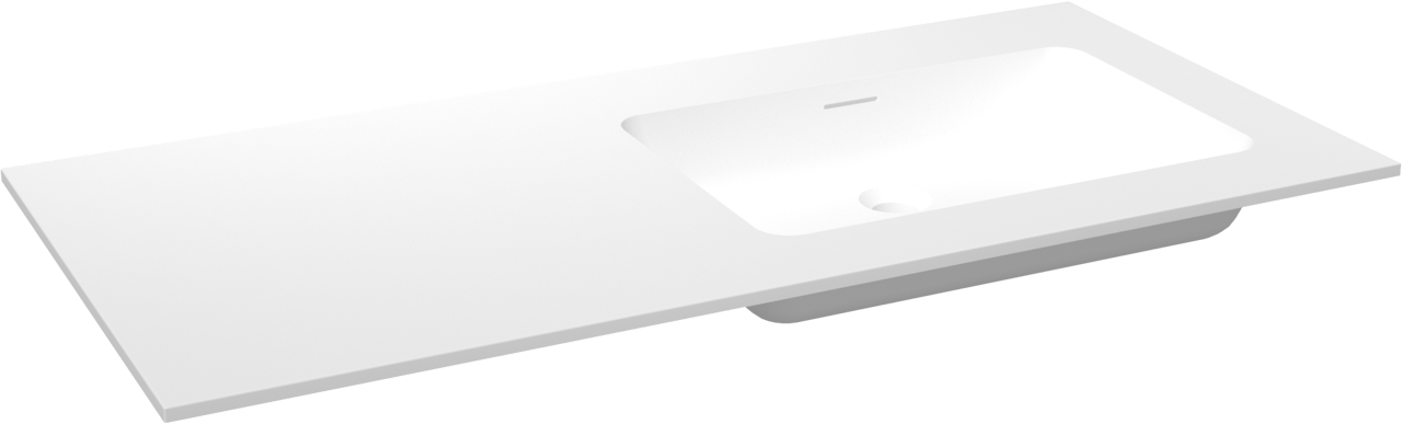 Storke Mata asymmetrisch rechtse wastafel matte solid surface 110 x 52 cm combinatie kast 45 cm