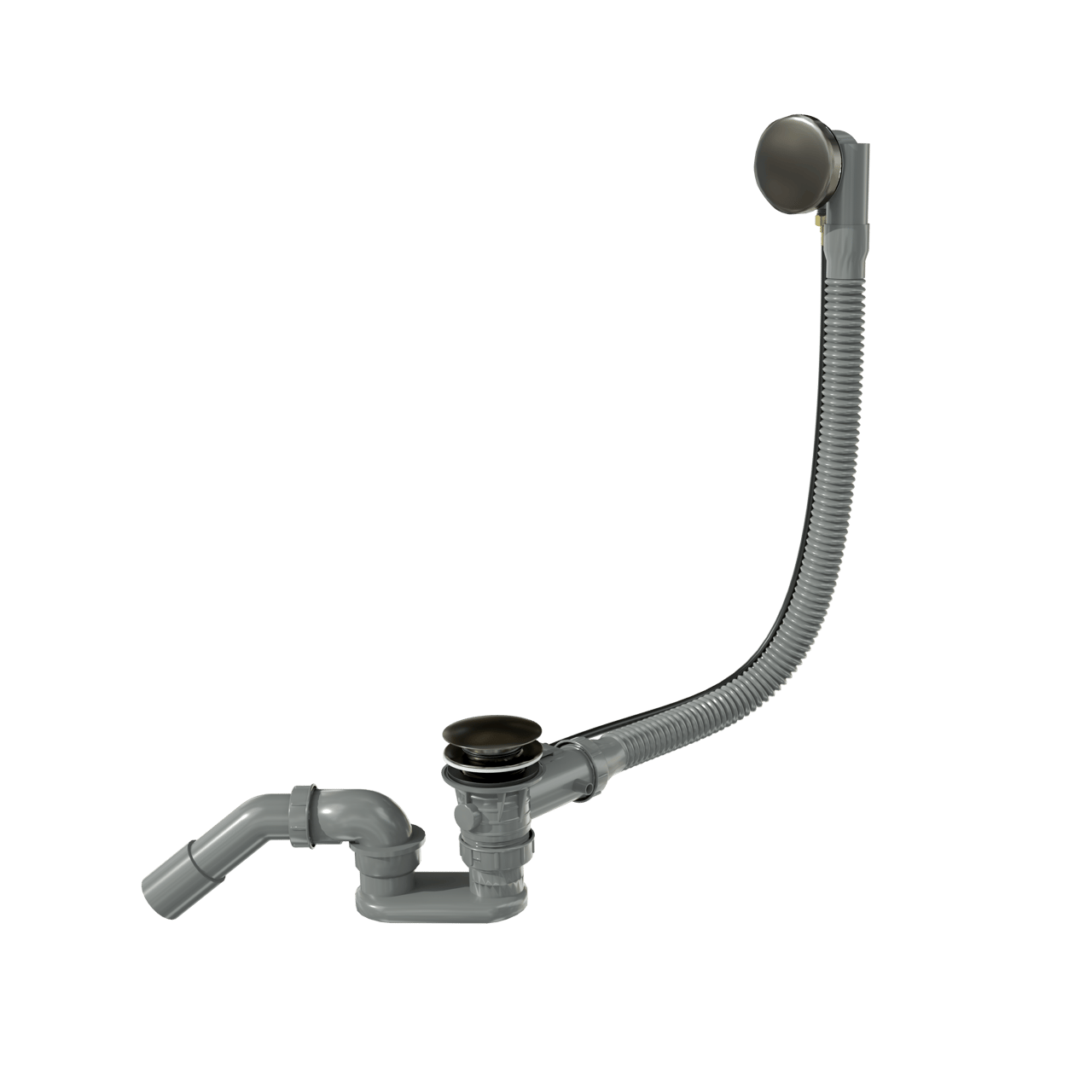 Santeg Unibath Flat badafvoer met overloop 70cm Brushed GunMetal