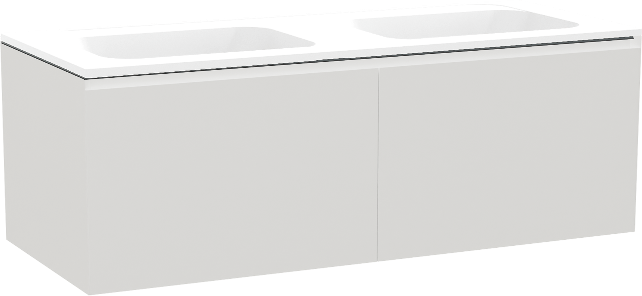 Balmani Idra meuble salle de bains suspendu 135 x 55 cm blanc mat avec Tablo Strada double vasque en marbre composite blanc mat