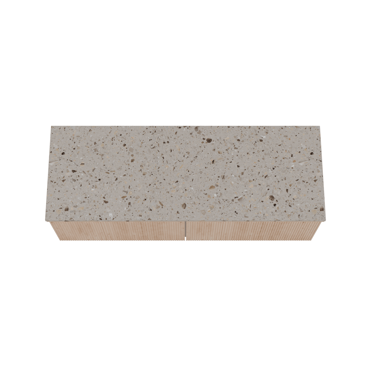 Balmani Forma meuble salle de bains suspendu 150 x 55 cm chêne naturel avec Stretto tablette simple ou double en terrazzo greige terrazzo, Nervure droite symétrique verticale