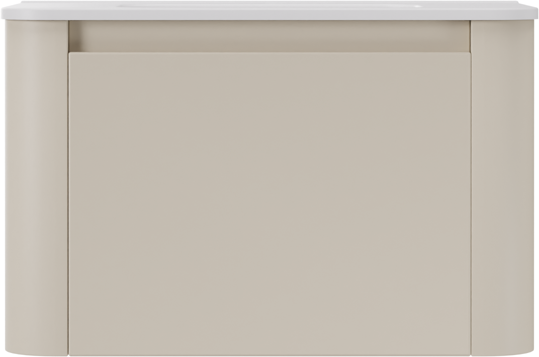 Storke Soft meuble salle de bains suspendu 80 x 46 cm Sand mat avec Kera Soft plan simple en porcelaine blanc mat