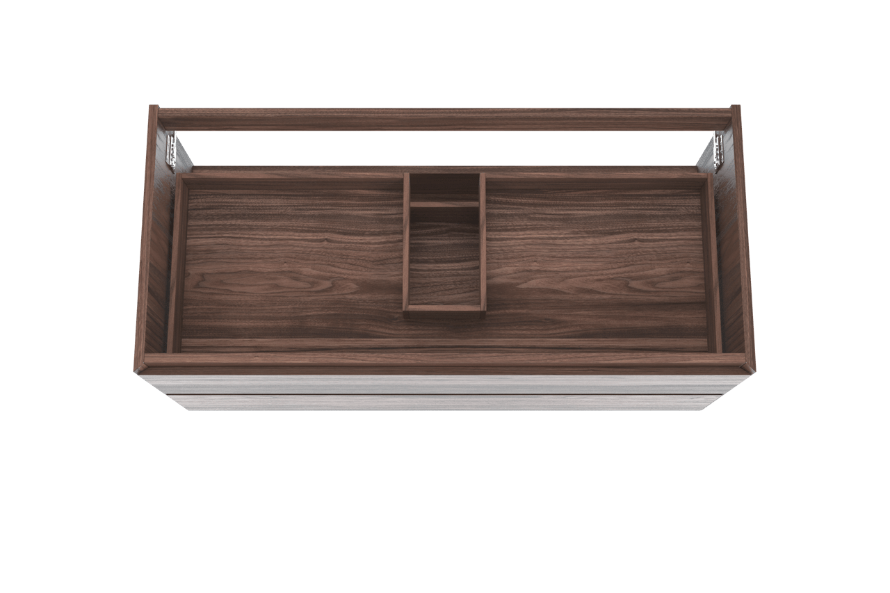 Balmani Mitra hängender Waschbeckenunterschrank: 120 x 55 cm, Nussbaum, Furnierholz, 2 Schubladen