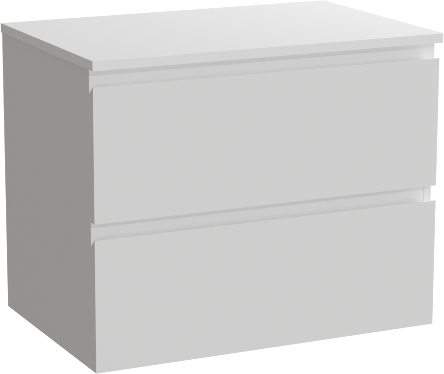 Linie Lado hängendes Möbelstück Set: 70 x 46 cm, Weiß matt, mit Lado Einzel Waschtischplatte, Marmorkomposit Weiß matt