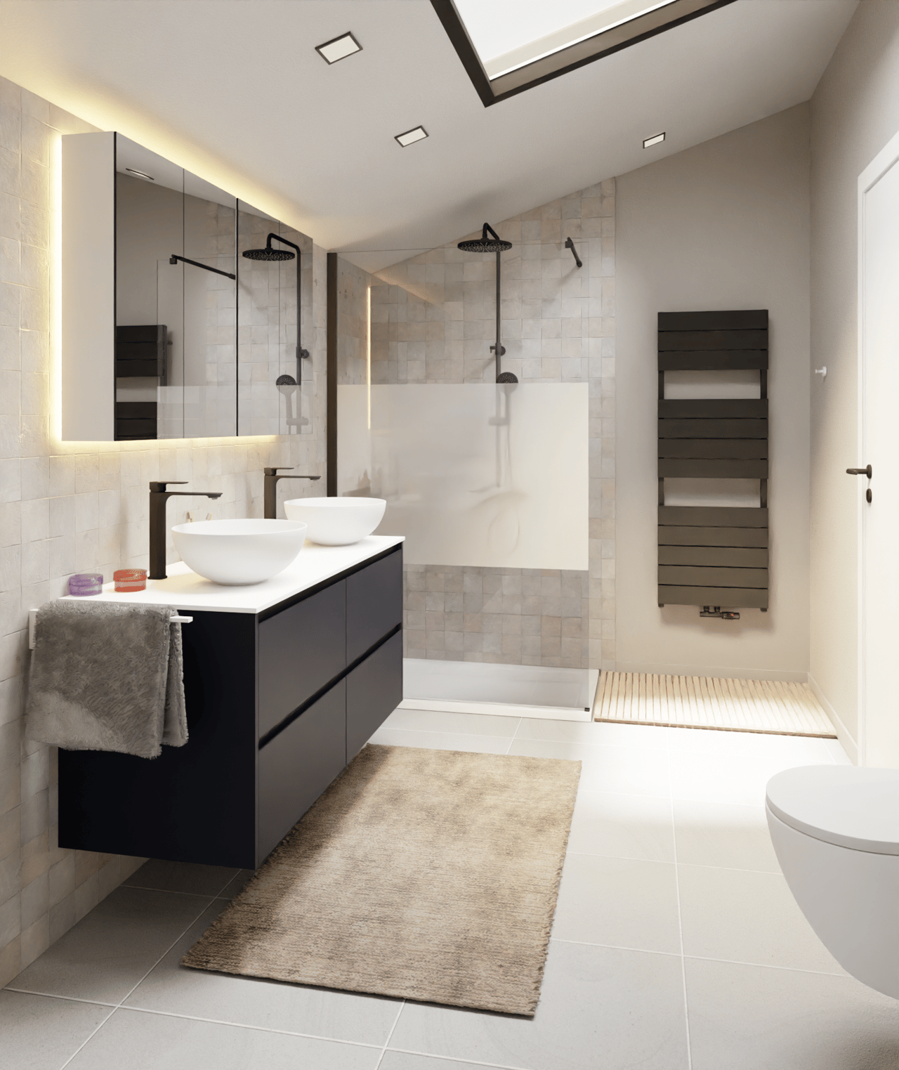 Storke Seda meuble sous-vasque suspendu 130 x 52 cm bleu nuit 4 tiroirs