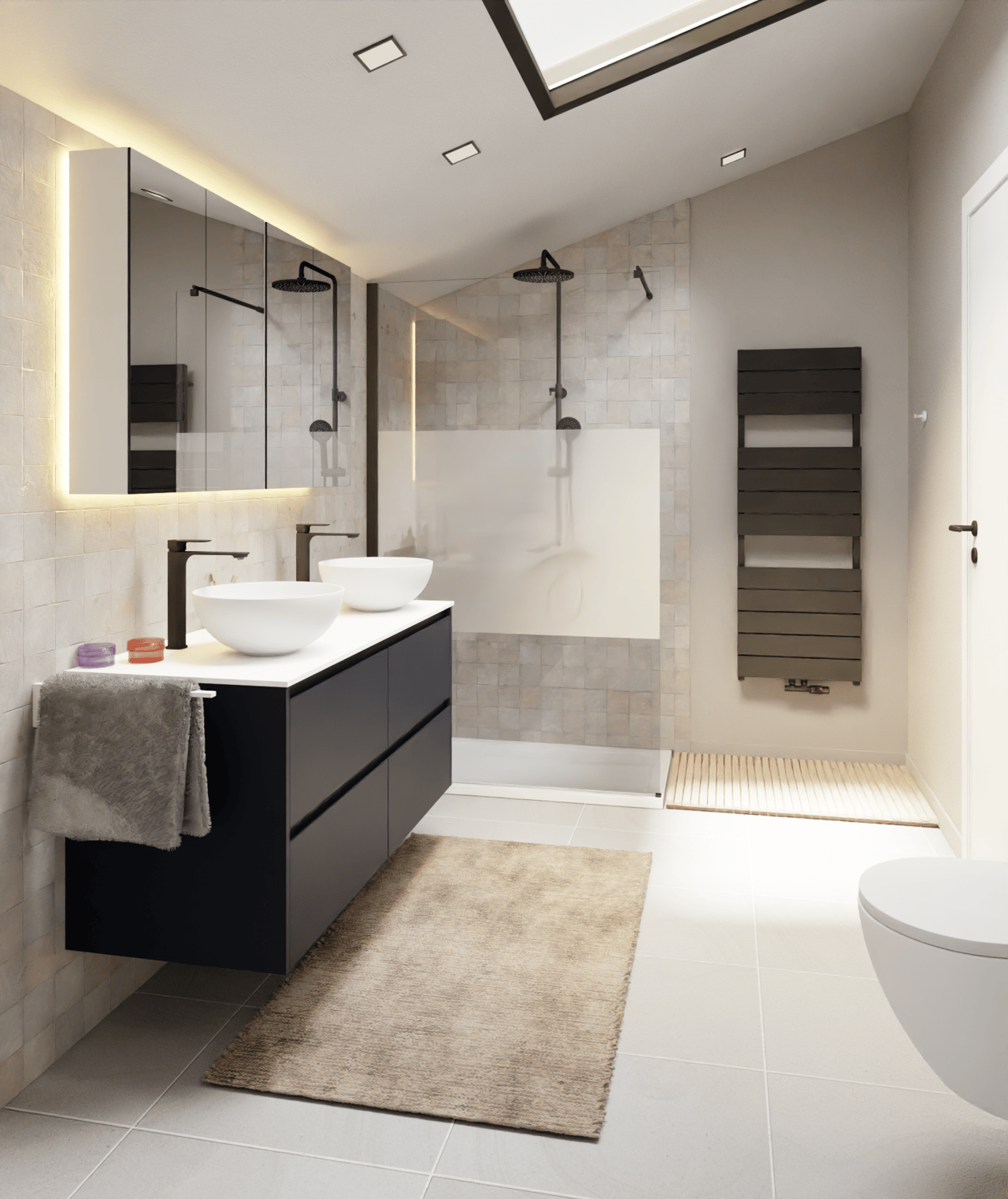 Storke Seda zwevende wastafelonderkast 130 x 52 cm Nachtblauw 4 lades