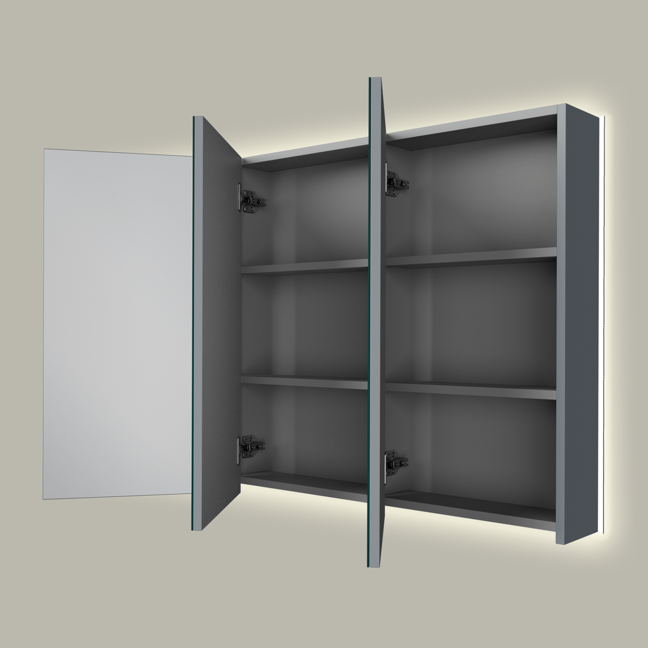 Linie Montro spiegelkast 120 x 75 cm blauw antraciet met spiegelverlichting