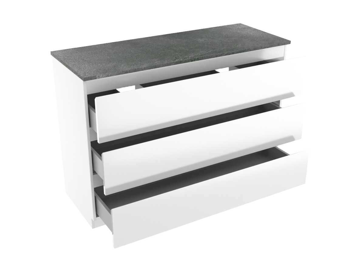 Linie Lado meuble salle de bains à poser 120 x 46 cm blanc brillant avec Lado tablette simple ou double en mélaminé ardoise gris