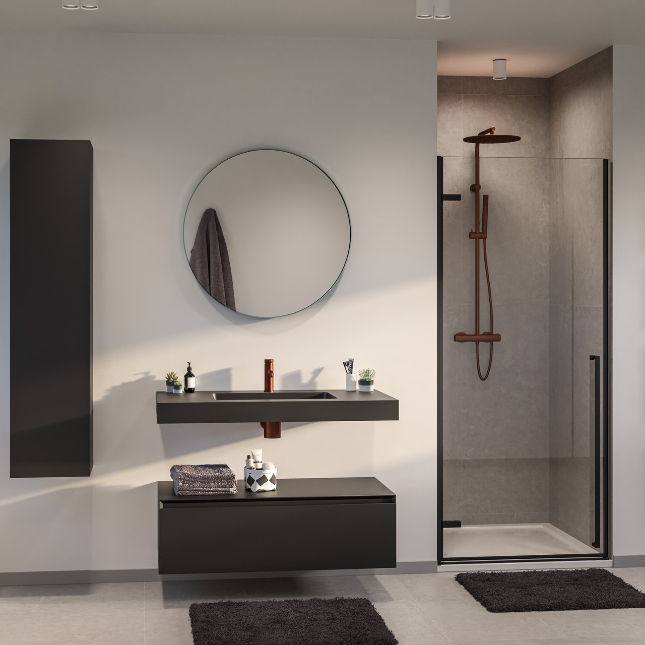 Storke Nero miroir rond noir Ø 80 cm