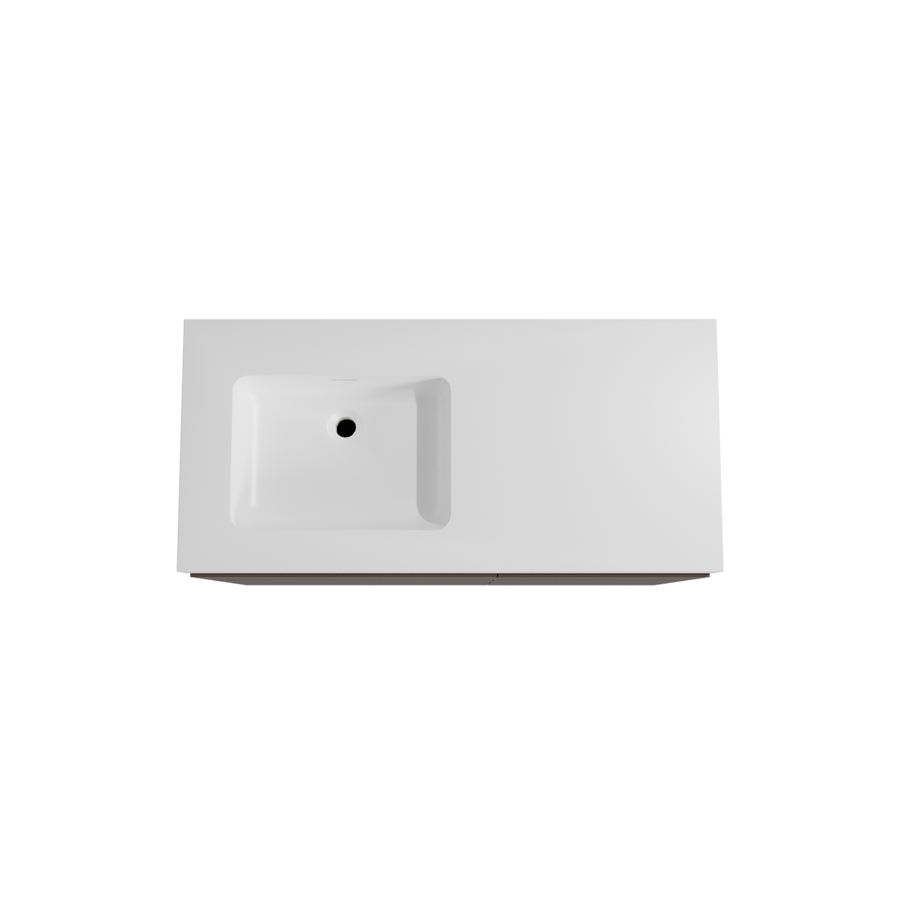 Storke Edge staand badmeubel 110 x 52 cm notenhout met Mata High asymmetrisch linkse wastafel in solid surface mat wit