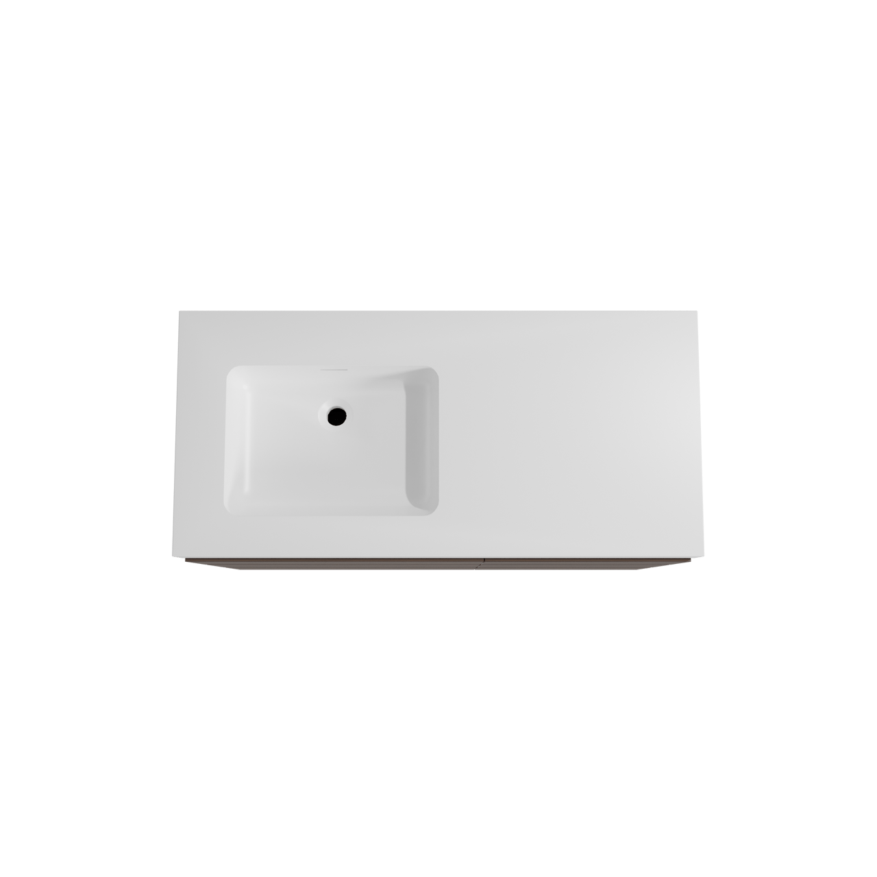 Storke Edge staand badkamermeubel 110 x 52 cm notelaar met Mata High asymmetrisch linkse wastafel in solid surface mat wit