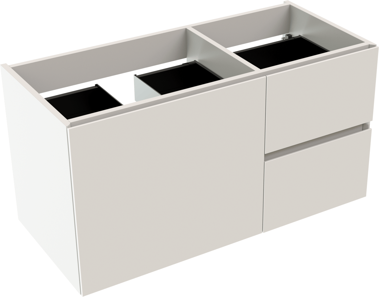 Storke Edge meuble sous-vasque suspendu 100 x 46 cm asymétrique à gauche blanc mat 3 tiroirs