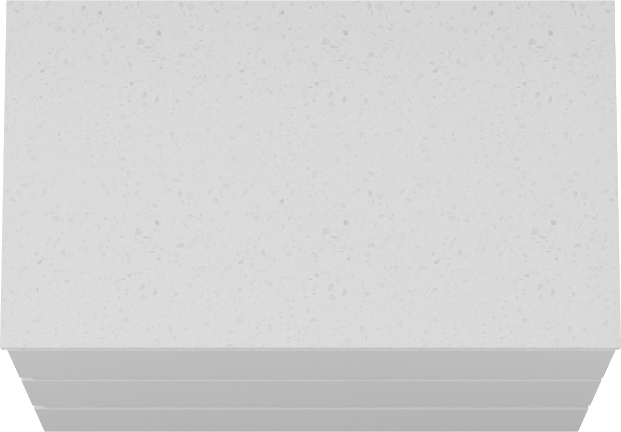 Linie Lado freistehendes Möbelstück Set: 80 x 46 cm, Weiß glänzend, mit Lado Einzel Waschtischplatte, Melamin in Terrazzo Weiß