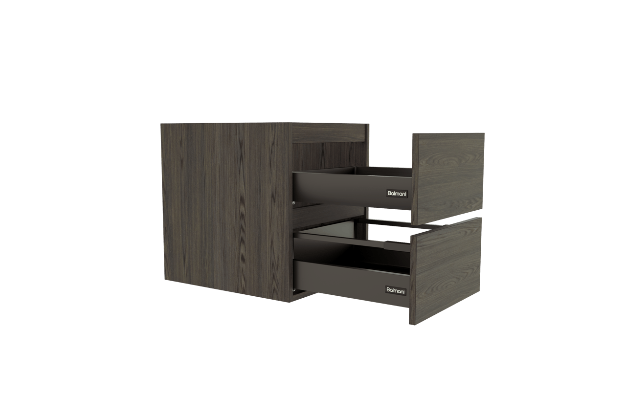 Balmani Lucida meuble sous-lavabo suspendu 45 x 55 cm chêne fumé 2 tiroirs