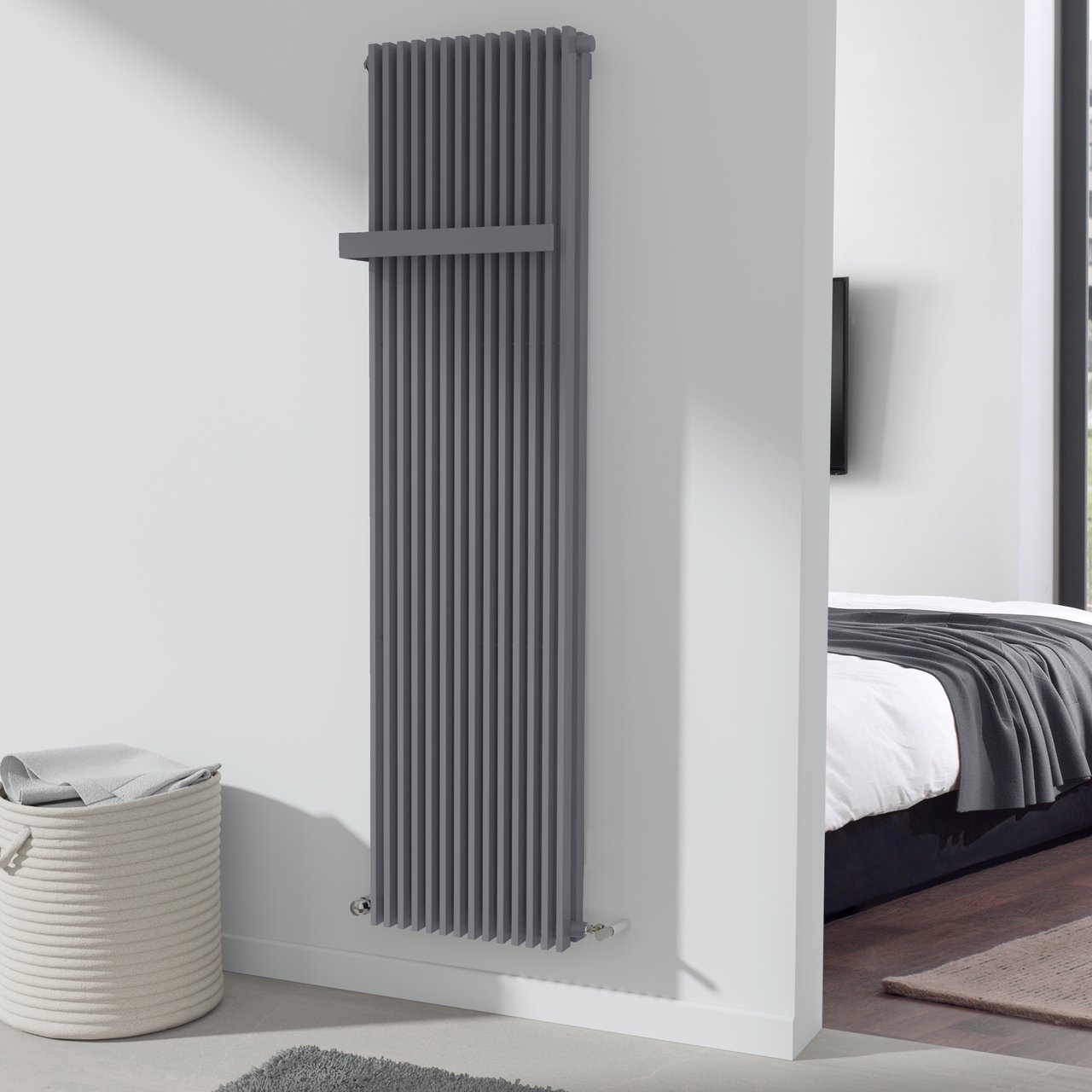 Vipera Corrason dubbele badkamerradiator 50 x 180 cm centrale verwarming antraciet grijs zij- en middenaansluiting 2.857W