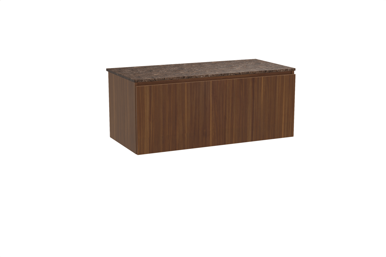 Balmani Sfera meuble salle de bains suspendu 120 x 55 cm noyer américain avec Stretto tablette simple ou double en marbre dark emperador