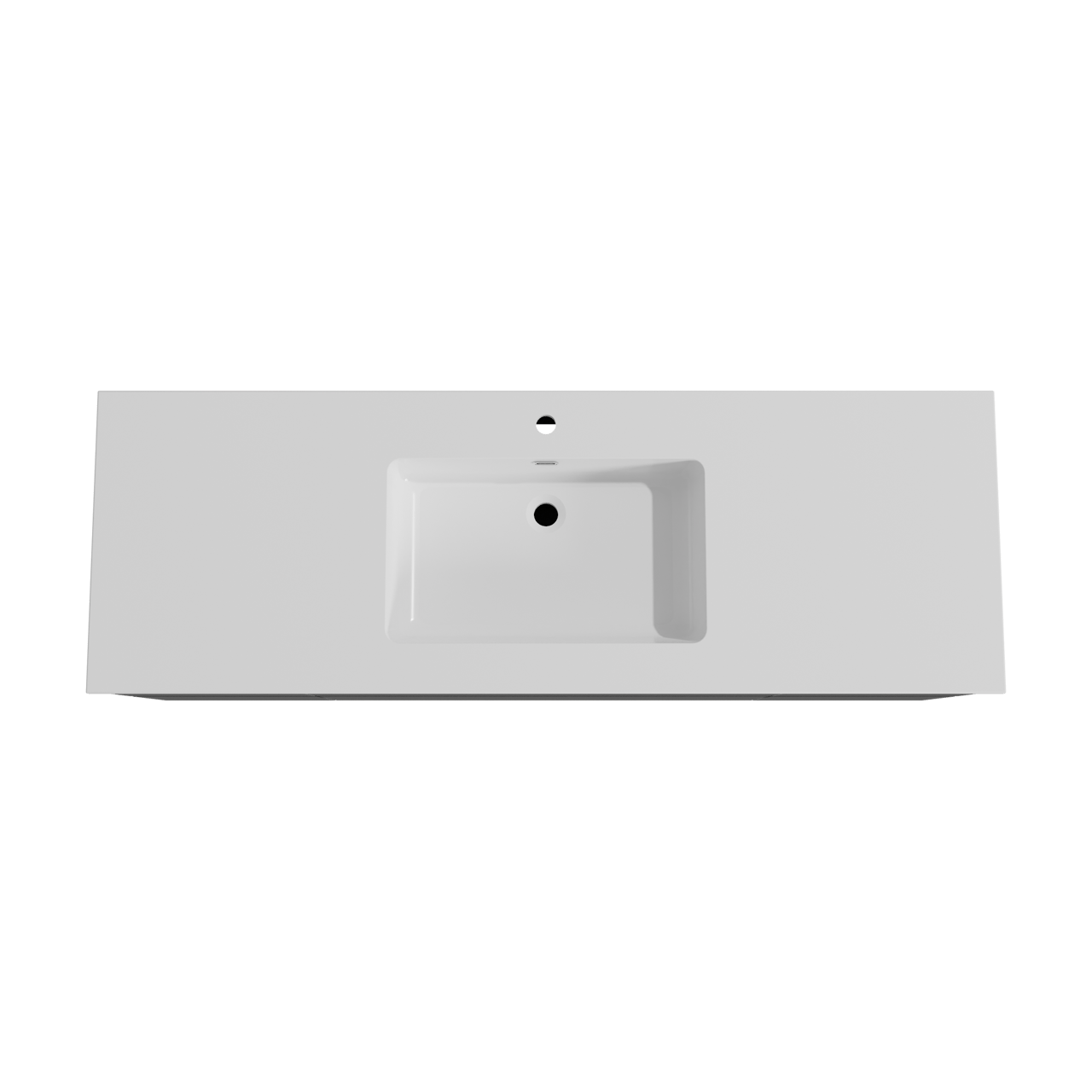 Storke Edge hängendes Möbelstück Set: 155 x 52 cm, Schwarz matt, mit Diva Einzelwaschtisch, Marmorkomposit Weiß glänzend