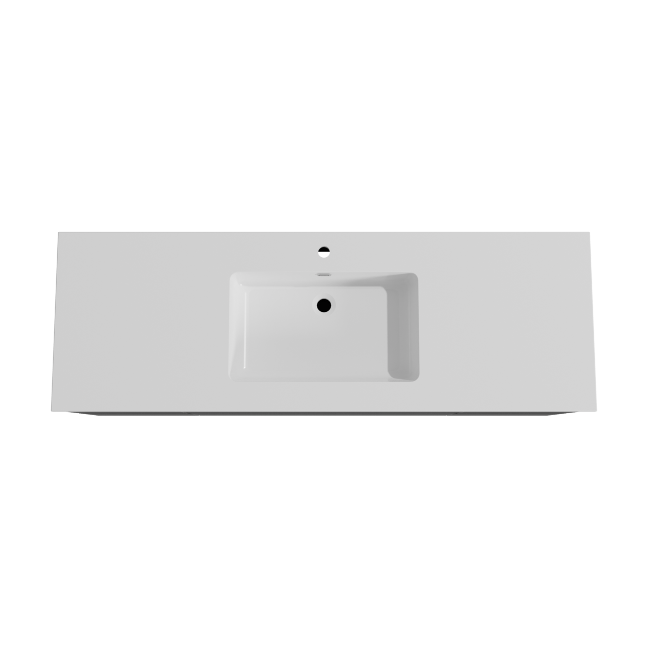 Storke Edge meuble salle de bains suspendu 155 x 52 cm noir mat avec Diva plan simple en marbre composite blanc brillant