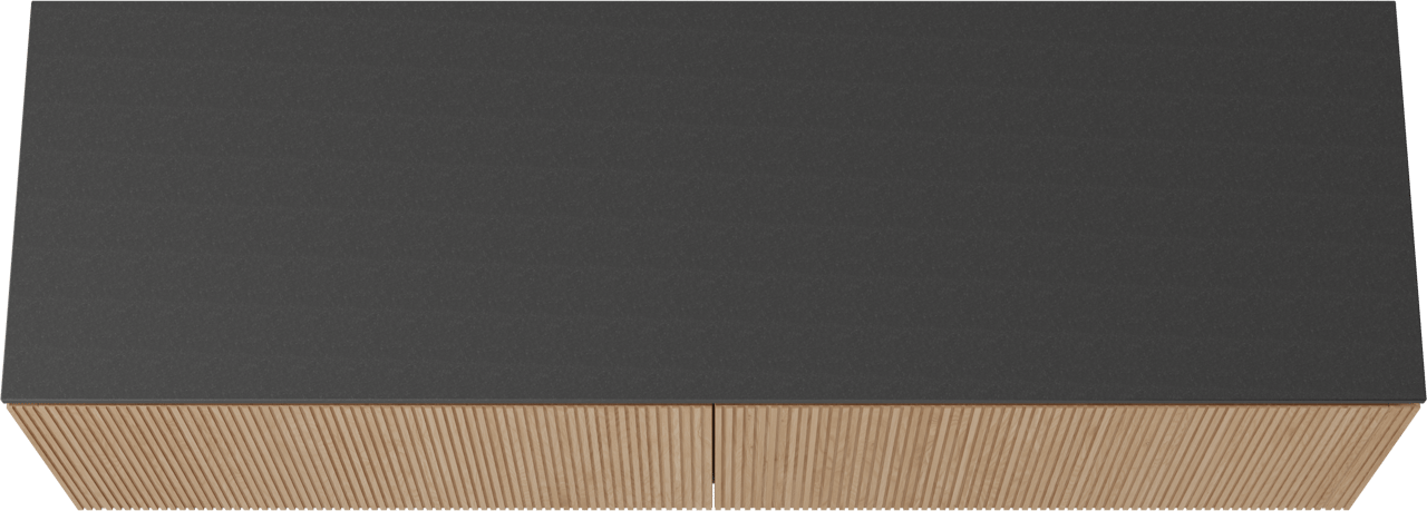 Balmani Eclips hängendes Möbelstück Set: 180 x 55 cm, Eiche Natur, mit Stretto Einzel- oder Doppel Waschtischplatte Granit poliert, Vertikale symmetrische gerade Rippe