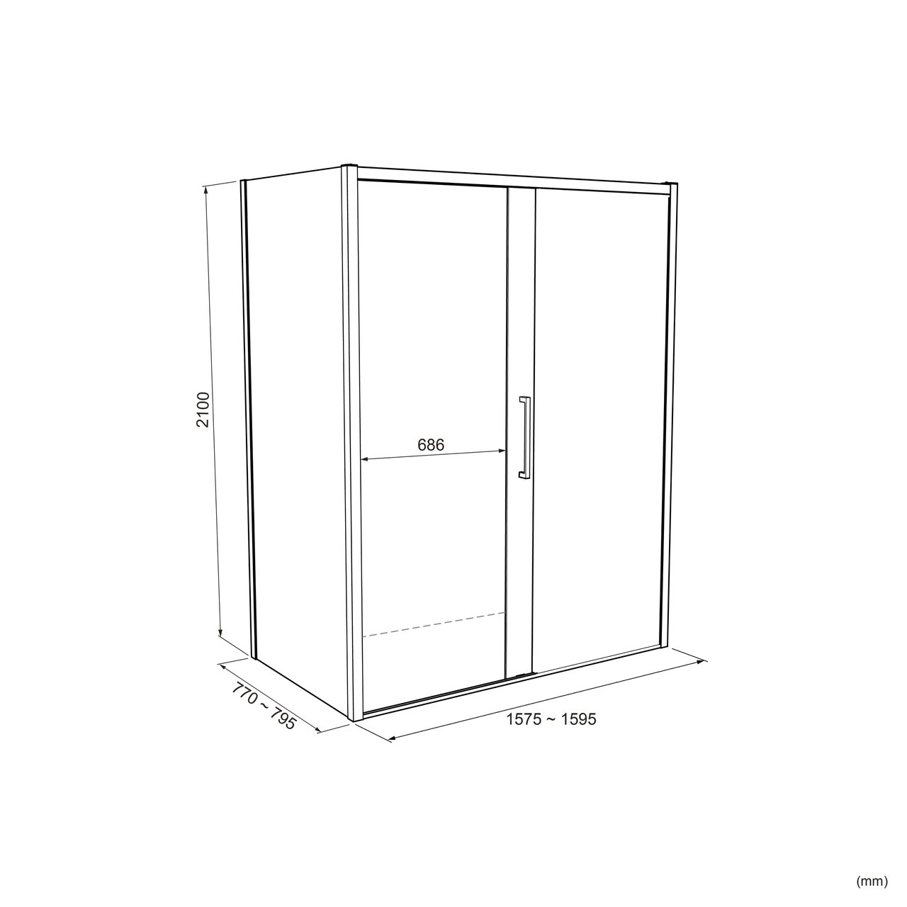 Balmani Senses Design Eckdusche: Schiebetür (Rechts) mit fixierte Seitenwand, 160 x 80 cm, Lined, Profil Brushed GunMetal, inklusive Coating