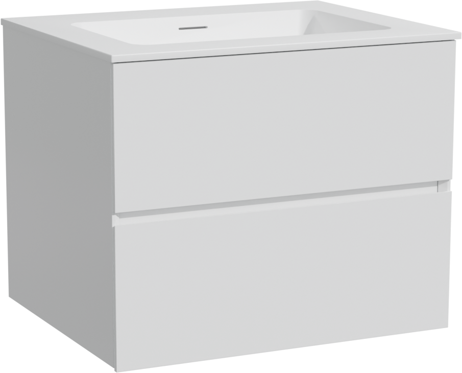 Storke Edge zwevend badmeubel 65 x 52 cm mat wit met Mata enkele wastafel in solid surface mat wit