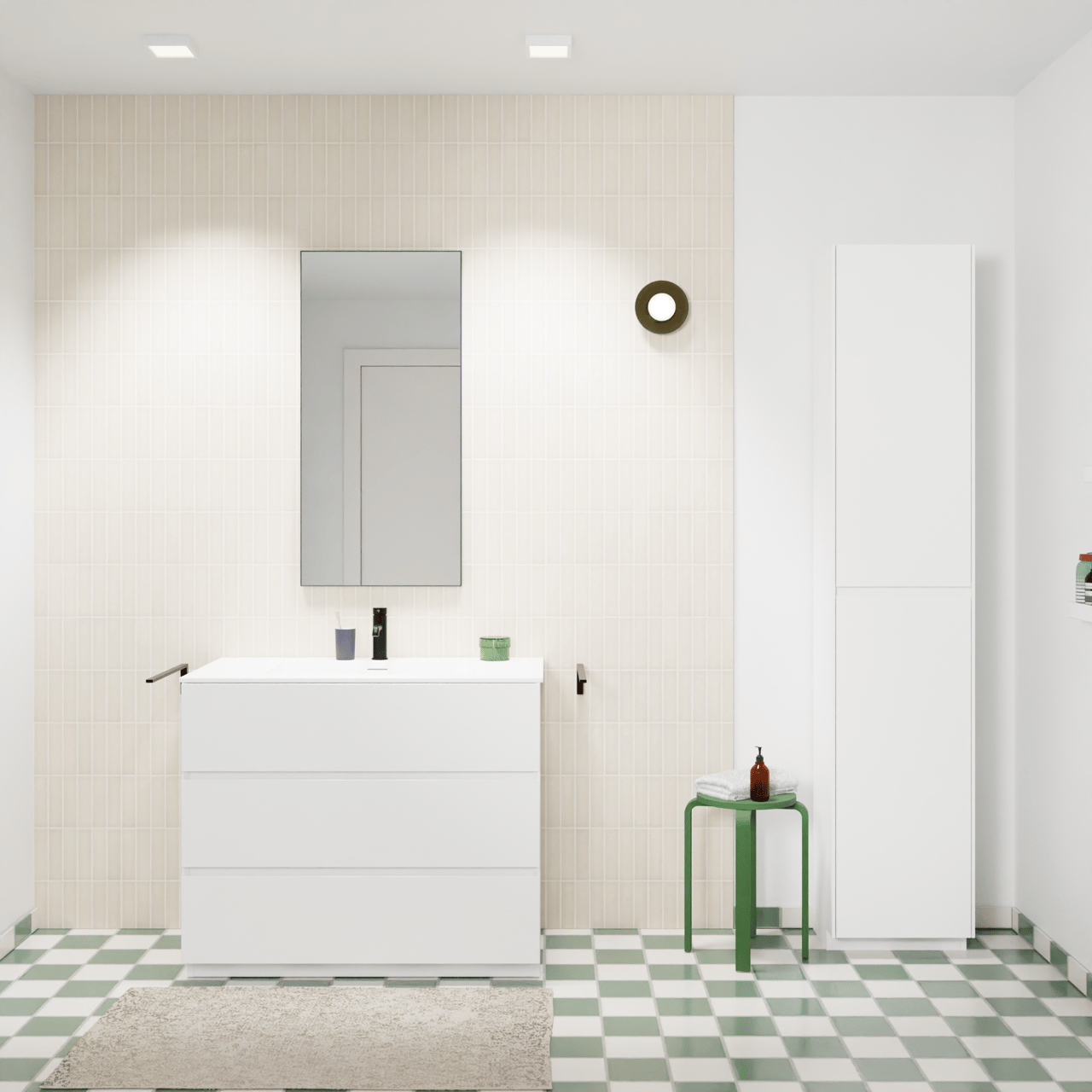 Storke Edge staand badmeubel 95 x 52 cm mat wit met Mata enkele wastafel in solid surface mat wit