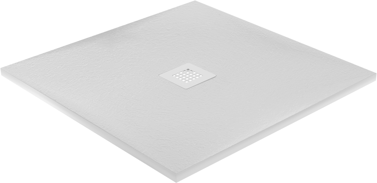 Balmani Vega douchebak 80 x 80 cm composietmarmer wit leisteenstructuur