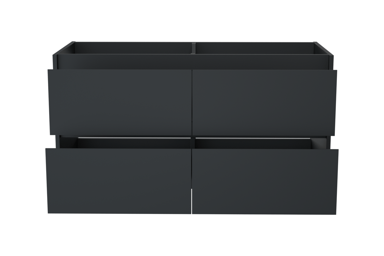 Storke Seda hängender Waschbeckenunterschrank: 120 x 52 cm, Schwarz Matt, 4 Schubladen