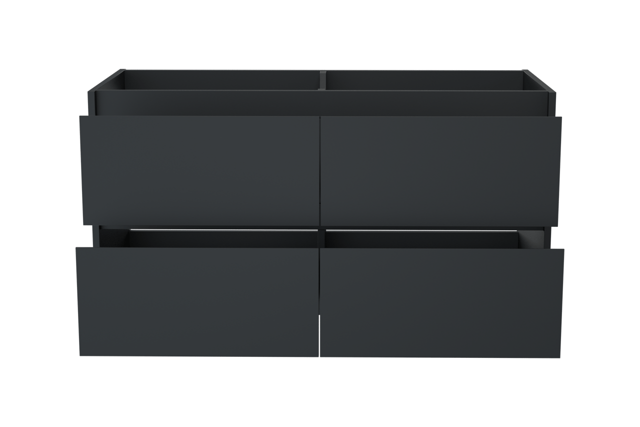 Storke Seda meuble sous-vasque suspendu 120 x 52 cm Noir Mat 4 tiroirs