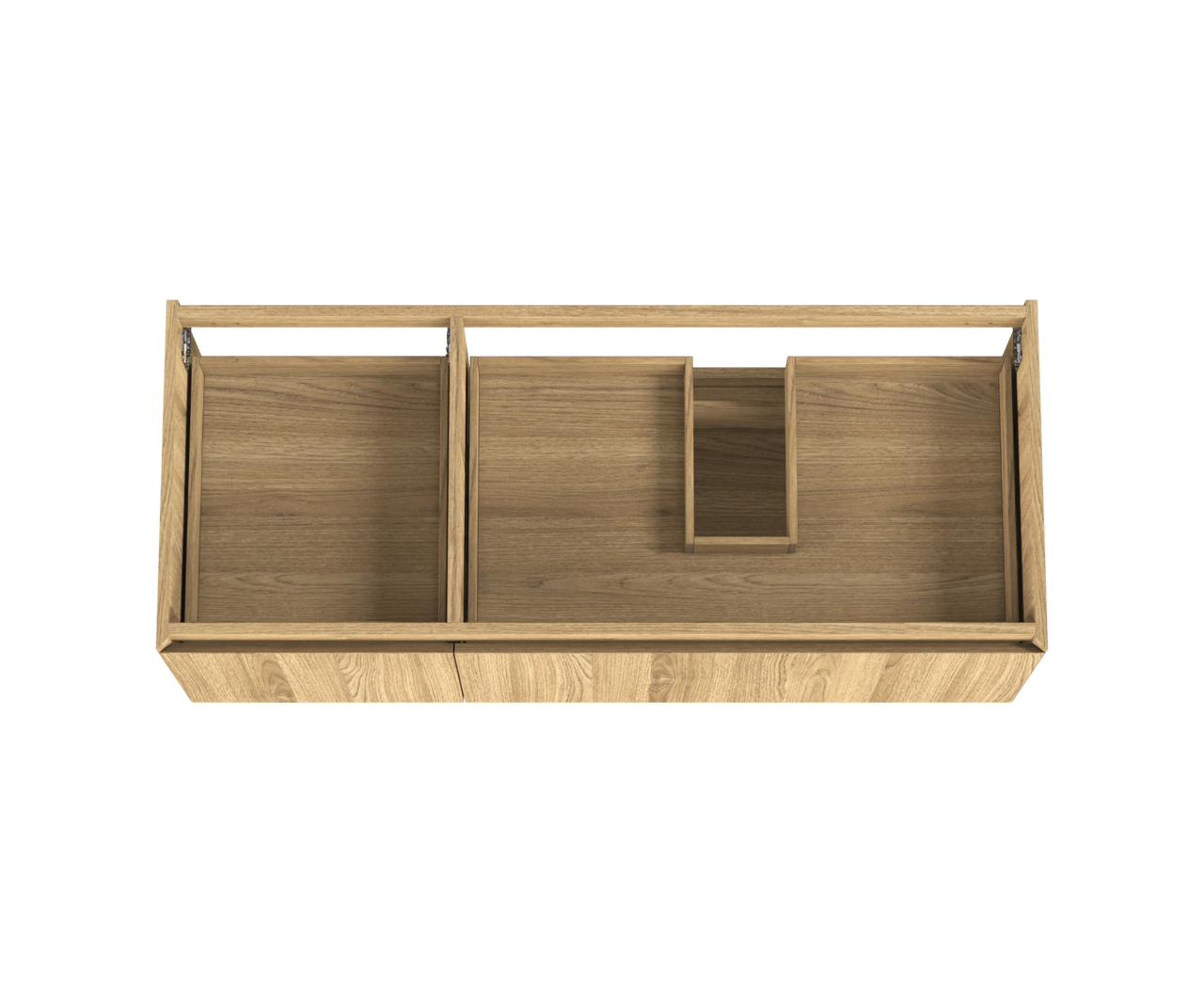 Balmani Idra hängender Waschbeckenunterschrank: 135 x 55 cm, asymmetrisch rechts, Eiche Natur, Furnierholz, 4 Schubladen