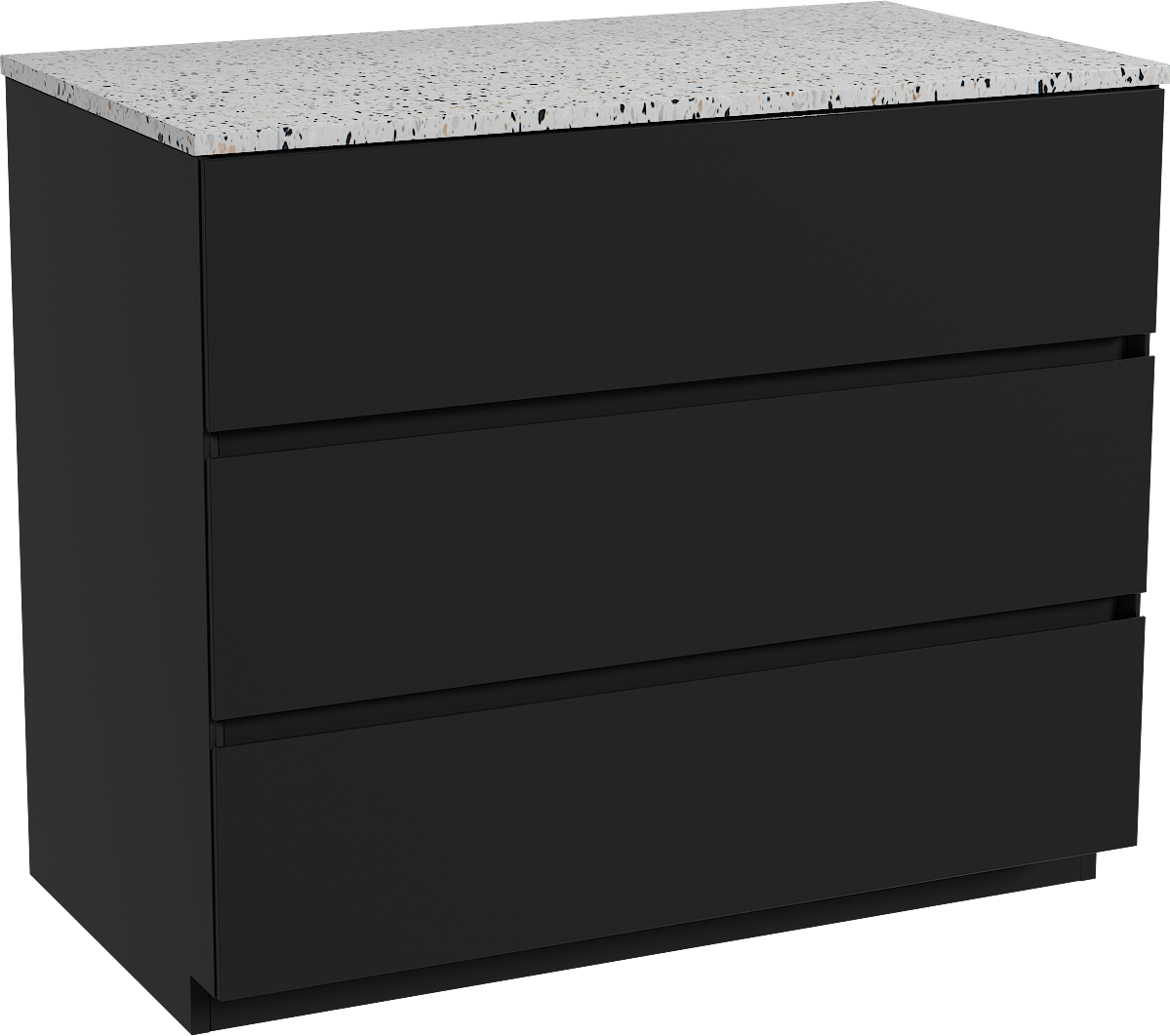 Storke Edge staand badkamermeubel 95 x 52 cm mat zwart met Tavola enkel tablet in mat wit/zwart terrazzo