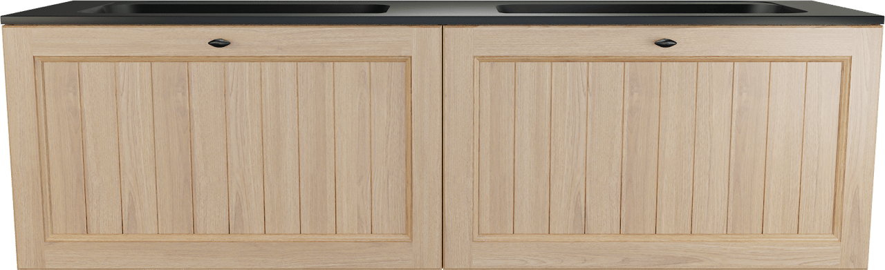 Balmani Lemon meuble salle de bains suspendu 180 x 55 cm, plaqué chêne naturel avec Tablo Strada double vasque en noir mat